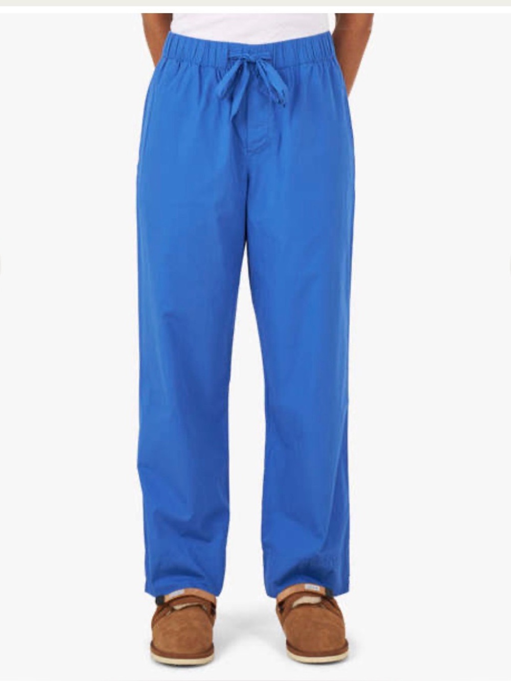 TEKLA Poplin Pants Large Royal Blue Cotton Wide Leg Pull-On Lounge Trousers